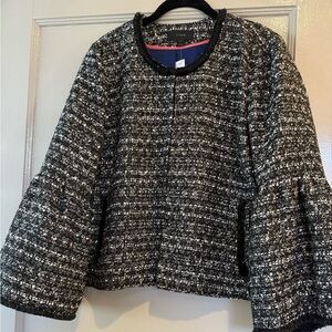 J CREW SPARKLE TWEED LADY Jacket in Black Bell Sleeve Size 16 NWT